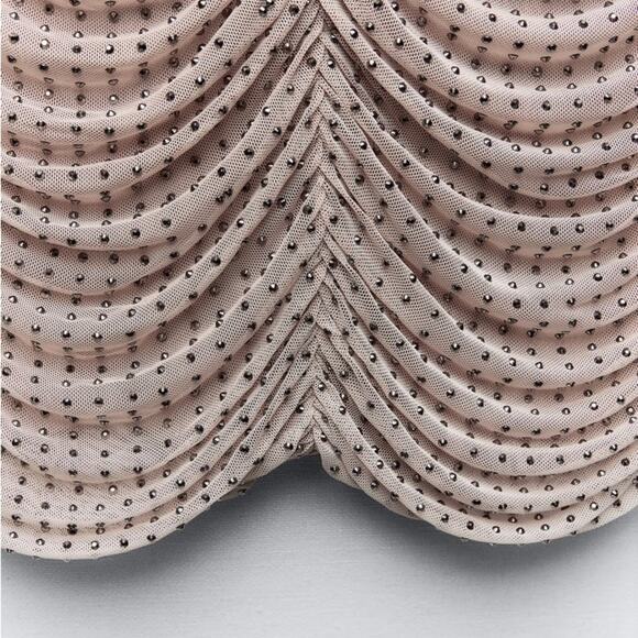 ZARA BLOGGER FAVORITE SHORT MESH RHINESTONE DRESS - Picture 13 of 13